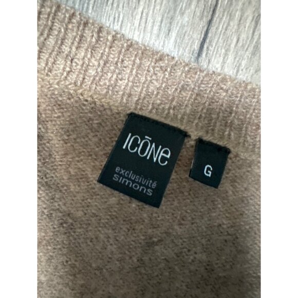 Icône G Tan 100% Wool Button-Up Cardigan Sweater READ - Picture 2 of 7